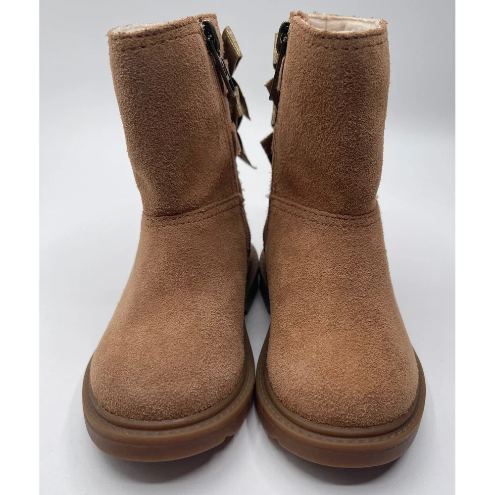 UGG Keelan‎ Starry Night Toddler Boots tan Suede Metallic Bows 1115833T Size 7